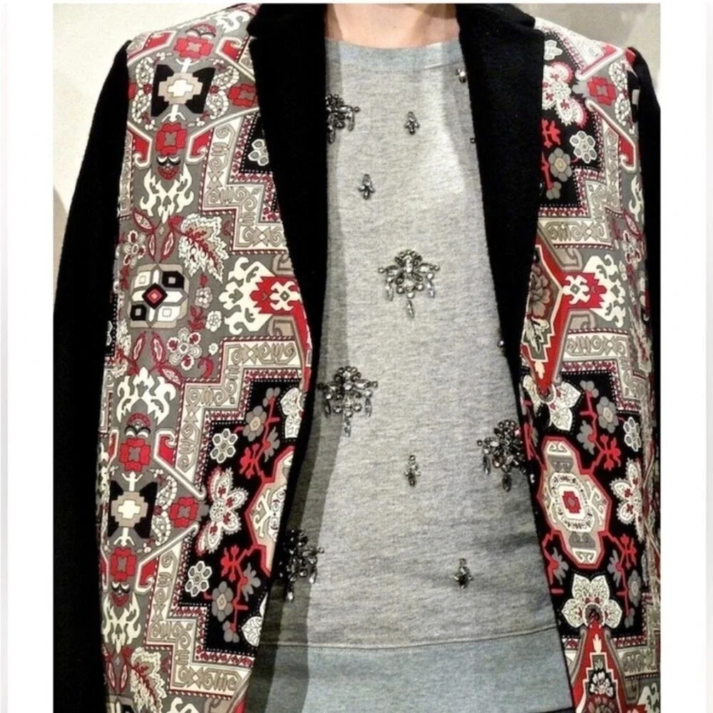 J.Crew Collection RARE topcoat mosaic Italian Silk Wool tapestry coat size 2